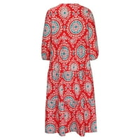 Lenago haljine za žene plus veličine kratkih rukava sa kratkim rukavima sa četverostranim elastičnim ispisanim mjehurićima s rukavima duge suknje za sunčanje na klirensu