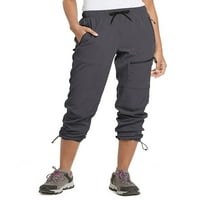 Teretne pantalone za žene Brza suha vodootporna otporna na džepove zatvarača sa zatvaračem elastična struka duboka siva veličina L l