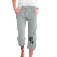 Gatrrgyp Womens plus veličine hlače, moda ženska ležerna štampa elastične labave hlače ravno široke pantalone za noge sa džepom
