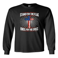 Majica za odrasle s dugim rukavima za zastavu Kleel za križnu američku zastavu DT