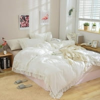 Boho posteljina Tassel Duvet Cover Fringed Twin opran pamučni vintage i elegantni ruffle Duvet pokriva bijele boje