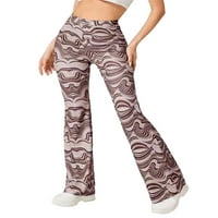 Žene Casual Yoga bačva hlače za jakne ploče od tiskane tanke pričvršćene visoke strukske obale donje