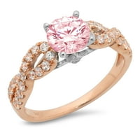 1.36ct okrugli rez ružičasti simulirani dijamant 14k ruža bijelo zlato GRAVING Izjava bridalne godišnjice