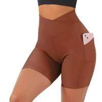 Shiusina joga kratke hlače za žene Vruća struka kratke hlače za podizanje biciklističke kratke hlače kava