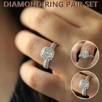 Keusn prsten okrugli dijamantski vjenčani vend godišnjica poklon dijamantski Prsten par set veličine
