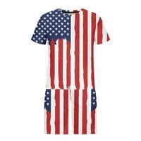 YieVot odjeća za muškarce Summer Outfets Clearence 4. jula Dan neovisnosti za okrugli vrat Ispis bluza