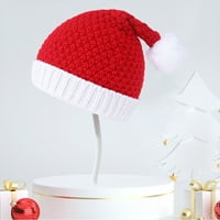 Mosey Kids Santa Hat rastegnuti Santa šešir Santa Santa Hat Plish kuglice Dekor kontrastna boja pletena topla zima