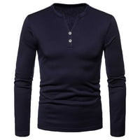 Binmer dugih rukava za muškarce Čvrsta boja tanka casual pulover bluza s dugim rukavima