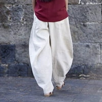 Ženska modna casual pune casual pantalone pamučne posteljine ubode zen meditacijske hlače sa džepovima