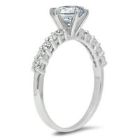 1. CT sjajan okrugli rez Clear Simulirani dijamant 18k bijeli zlatni pasijans sa Accenting prstenom SZ 10.25