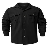 Avamo muški vrhovi bluza za vrat dugih rukava s dugim rukavima muškarci Redovna fit tunika košulja Crna l