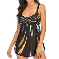 Ženski kupaći kostimi Tummmy Control Plus Size Coleit Cover Coverup Moda Color Printing Velk suknja Split BIKINI Velike veličine kupaći komičonici Multicolor XXL