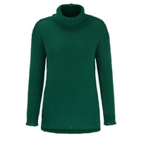 Ženska jesen i zimska puna boja labavi dugi vrat pleteni džemper dugih rukava za žene turtleneck džemper zeleni xxl