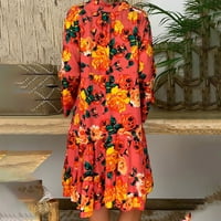 Ženska Boho cvjetna print modna casual haljina plus veličina V izrez ruched ljuljačka haljina dugih
