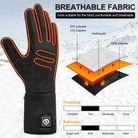 Grijane rukavice za snijeg, baterija Električna grijana rukavica za muškarce Žene ultra tanki ručni toplije punjive zaslonske osjetljivih na dodir Zimske rukavice za planinarenje biciklizam, crno