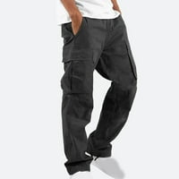Muškarci Ležerni multi - džepovi Labavi ravni teretni pantalone Vanjske pantalone Fitness pantalone 4xl tamno siva