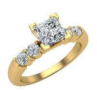 Princess Cut Diamond zaručnički prsten za žene 5-kameni prsten Gia certificirani 1. CT 14K zlato