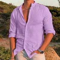 Muške ljetne košulje muško ljeto pamučno posteljina od pune ležerne plus veličina labave majice, okrenite