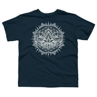 Lotus Mandala - Bijeli dječaci mornarički plavi grafički tee - Dizajn ljudi XS