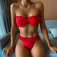 Cuoff bikini Žene Čvrsti luk svlači dvostruki plivanje plaža Crveni kupaći kostimi