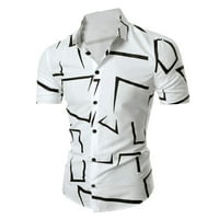 Muška majica Muška ljetna casual geometrijska košulja za ispis kratkih rukava Okrenite košulju ogrlice