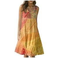 Ljetne haljine za žene okrugli izrez Duljina koljena Slobodno vrijeme Sunčana haljina Odštamljena haljina