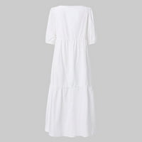Haljine za žene modne žene labave solidne boje O-izrez duhovni rukavi casual kratkih rukava haljina ženska casual haljina bijela + s