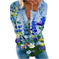 Ženska modna tiskana labava majica dugih rukava bluza okrugli vrat casual tops hot8sl4486643