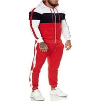 LUMENTO MUS LOUNGE Početna Odjeća Sportski odijelo Zipper Boja bloka Jogger setovi Ležerne salon crvene