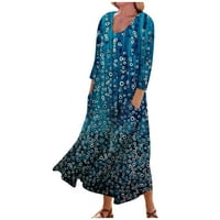 Amousa haljine Ženska casual udobna cvjetna haljina za pamučnu džuću
