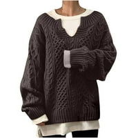 Pad džemperi za žene dugih rukava V izrez pletene labave predimenzionirane džempere pulover vrhovi
