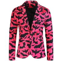 Leesechin Muška modna modna tiskana Jednoj grudi Blazer Casual Jacket Hot Pink XL