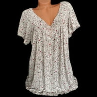 Ženske bluze Peplum grafički otisci kratkih rukava seksi ženske plus košulje V-izrez ljetni vrhovi bijeli