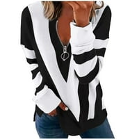 Vrhovi dugih rukava za žensko čišćenje Trendi Ležerni patchwork ispisani V-izrez Loove majica dugih rukava pulover vrhove