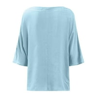 Vrhovi za žene za žene Žene s kašikom s dugim rukavima rebrasta obložena pletena košulja Basic T-mahirtslight bluexxl