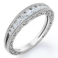 0. CARAT okrugli rez dijamantski filigranski vjenčanik - dijamantni konusni band-milgrain bridalni bend - rođendanski poklon - 10k bijelo zlato