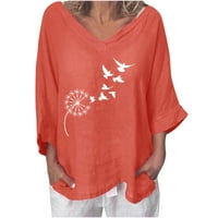 Ležerne majice za žene Loase FIT Ljetni rukav V izrez Slatka bandelion Grafički v izrez Pulover Bluza