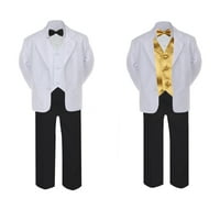 5- formalno crno bijelo odijelo set zlatnog luka kravate prsluk dječak dječji smrt