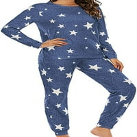 Dabuliu Women Pajama Postavite dugih rukava za spavanje s dugim rukavima dvodijelna okrugla noćna odjeća