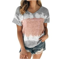Ženske majice kratkih rukava Summer Loose Fit Tie Dye Gradijent tiskane tunike TOPLES Casual V BlouZa