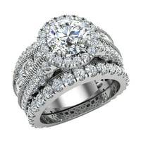 Vjenčani prsten set za žene 14k bijeli zlatni real dijamantskim dijamantnim prstenastim prstenom 5 ct