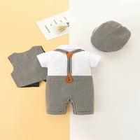 Novorođenče za dječje dječake Postavi za dojenčad GENTLEMENAME Outfit s kratkim rukavima ROMper + gilet
