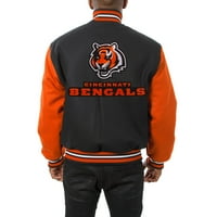 Muški JH dizajn crni narandžasti Cincinnati Bengals Big & visoka vuna puna jakna