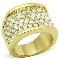 GL - IP Zlatni mesingani prsten sa gornjim klasnim kristalom u jasnoj veličini 6