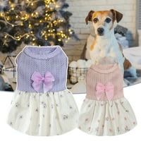 Odjeća za pse sa čipkom lukom - meka, udobna, dobra elastičnost, zabavni pribor, pamuk, slatka haljina