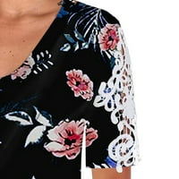 Wendunide majice kratkih rukava za žene izdužene modne tiskarske kratke rukave V-izrez majica bluza