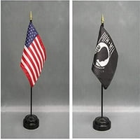 Američki i zatvorenik rata 4 X6 zastava minijaturnog i stola, uključuje stalden za zastavu i male mini štap zastave
