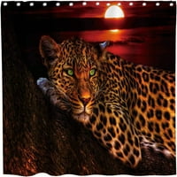 Slatka leopard tuš za zavjese afričke safari divljim životinjama životinja rustikalna tema tkanina tkanina kupaonica kopoznarki setovi sa kukama vodootporan crni crveni i braon