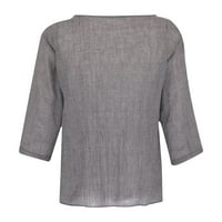 Bluza s rukavima za žene Dressy Casual Lan Solid bluza V-izrez Tunic Cross Hem labave majice vrši košulje
