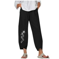 Ženske pamučne posteljine Capri manžetne hlače Ljeto popust Modni maslačak Print Prozračivo Prodaja